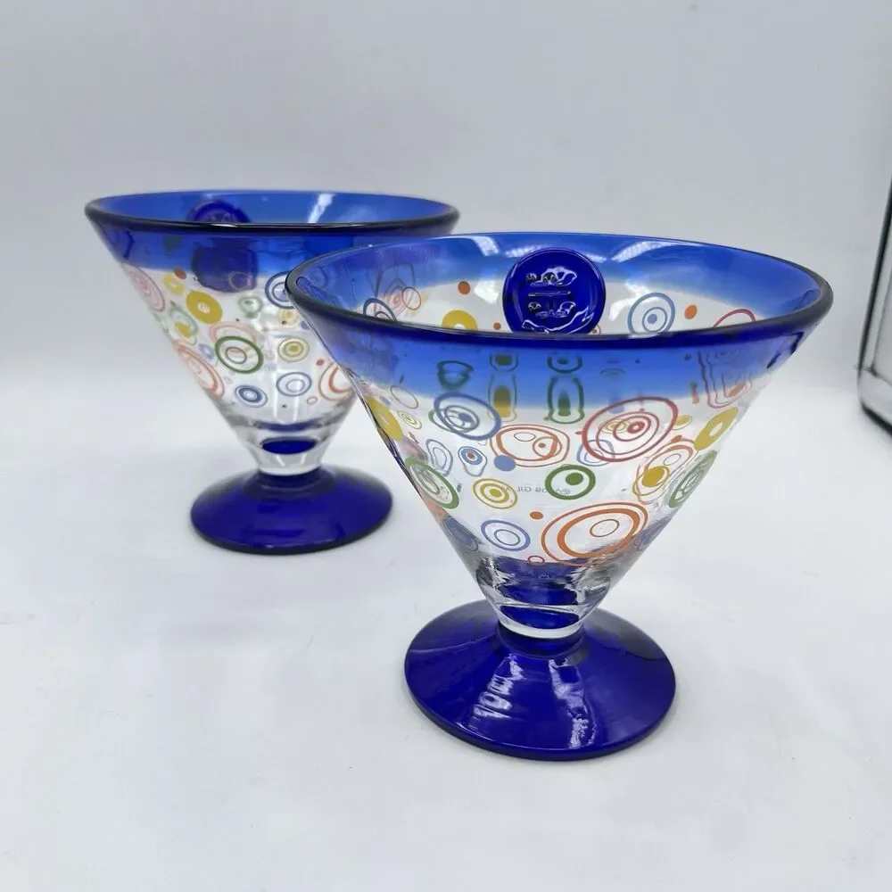 Royal Caribbean Kosta Boda Cocktail Glasses 2009 Hand blown Cobalt Blue 2